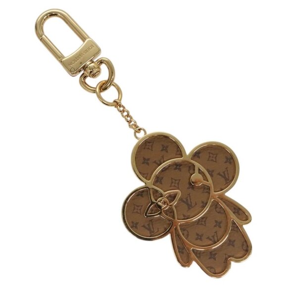 LOUIS VUITTON Monogram Vivienne Key Ring Charm Gold tone LV Auth - Picture 1 of 7